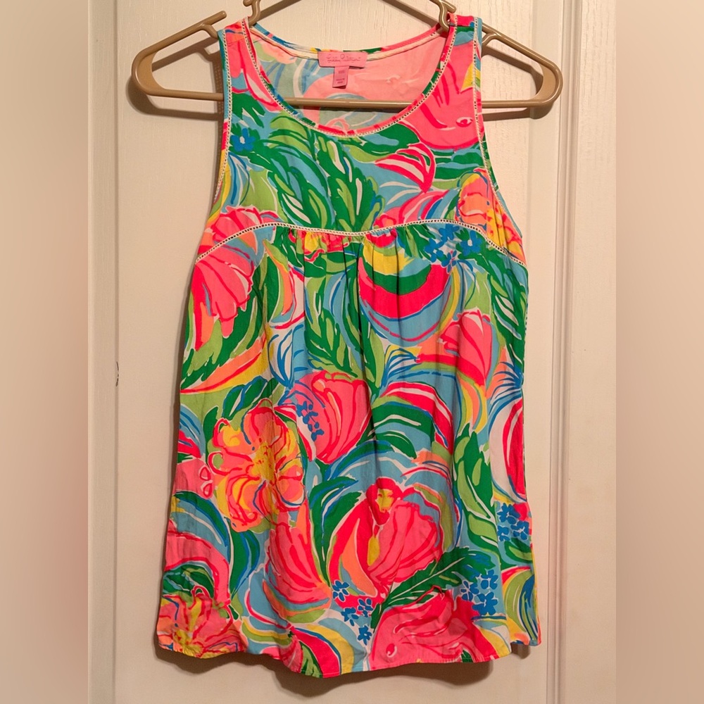 Lilly Pulitzer Pink and Green Floral Top